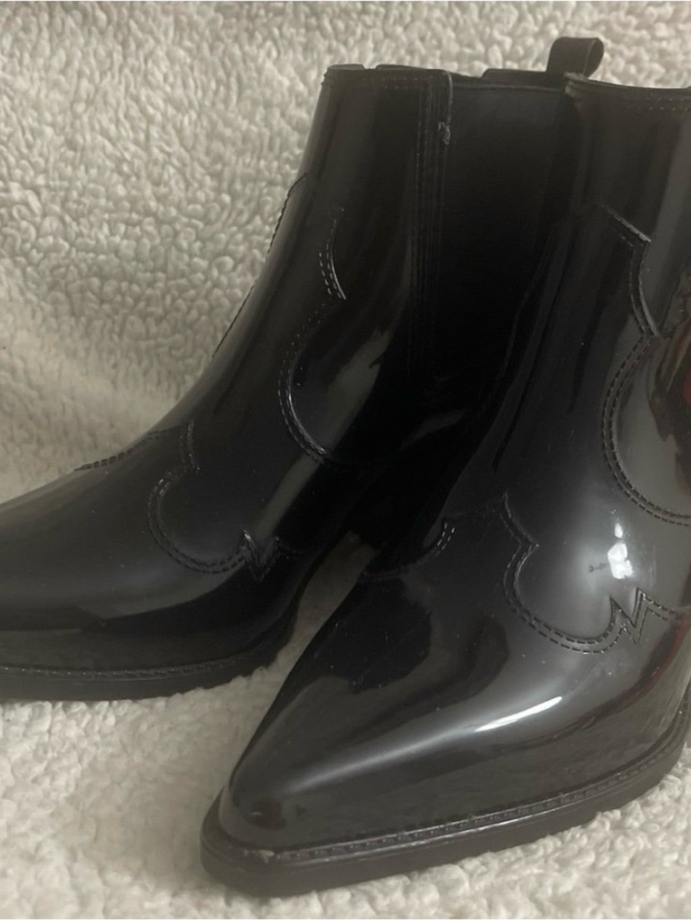 Sam Edelman Black Patent Pointed Chelsea Boots